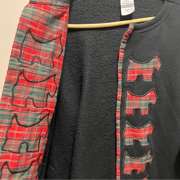 Vintage Scottish Terrier Open Front Cardigan Fleece Sweater - Picture 12 of 13